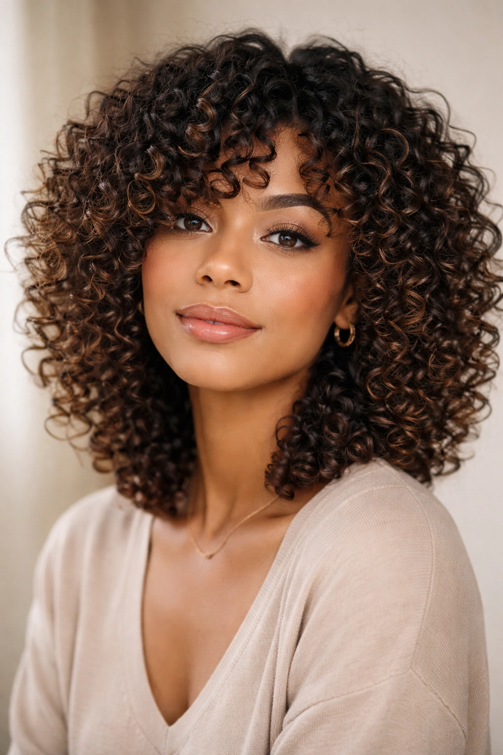 12 Textured Haircuts Organized By Curl Pattern 5 Close-up of defined spiral curls with curl-aware layers Type 3 Curls