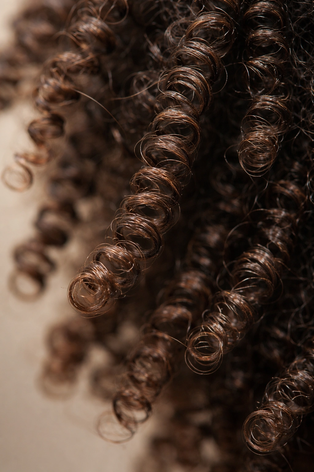 Close-up of curly/coily hair texture representing at-risk groups for chlorine damage
