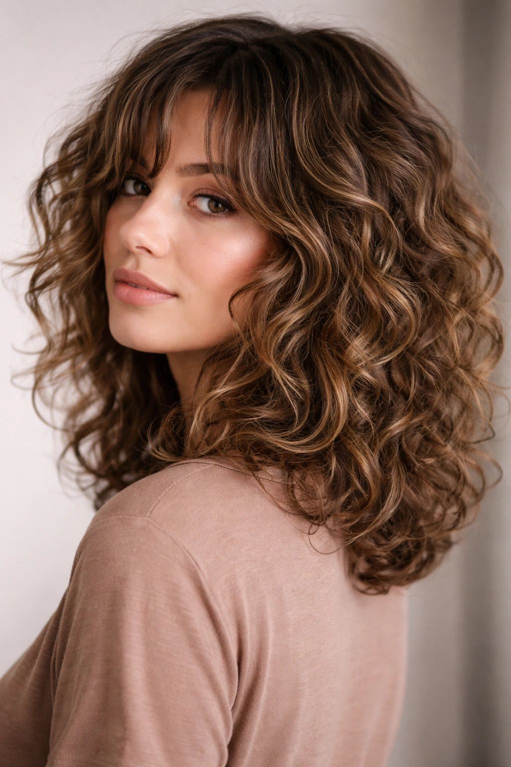 20 Medium Length Haircuts For Every Hair Texture 2 Close-up of medium curly hair with choppy layers for volume