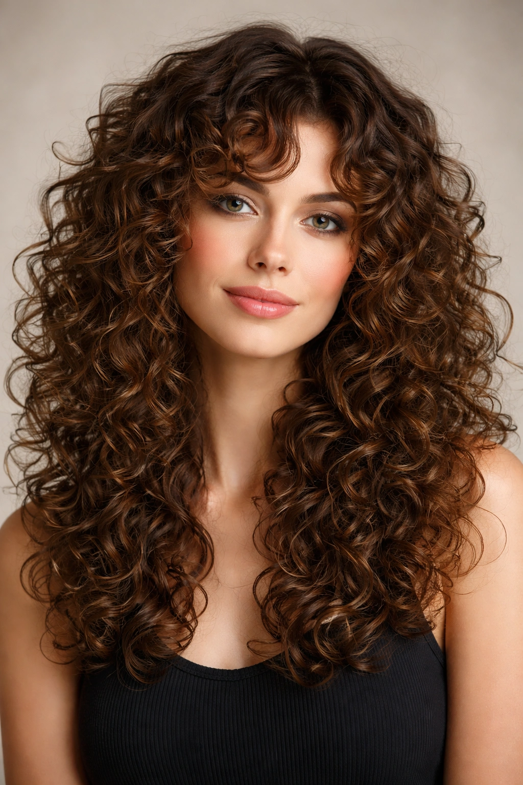 Curly hair with defined layers and volume
