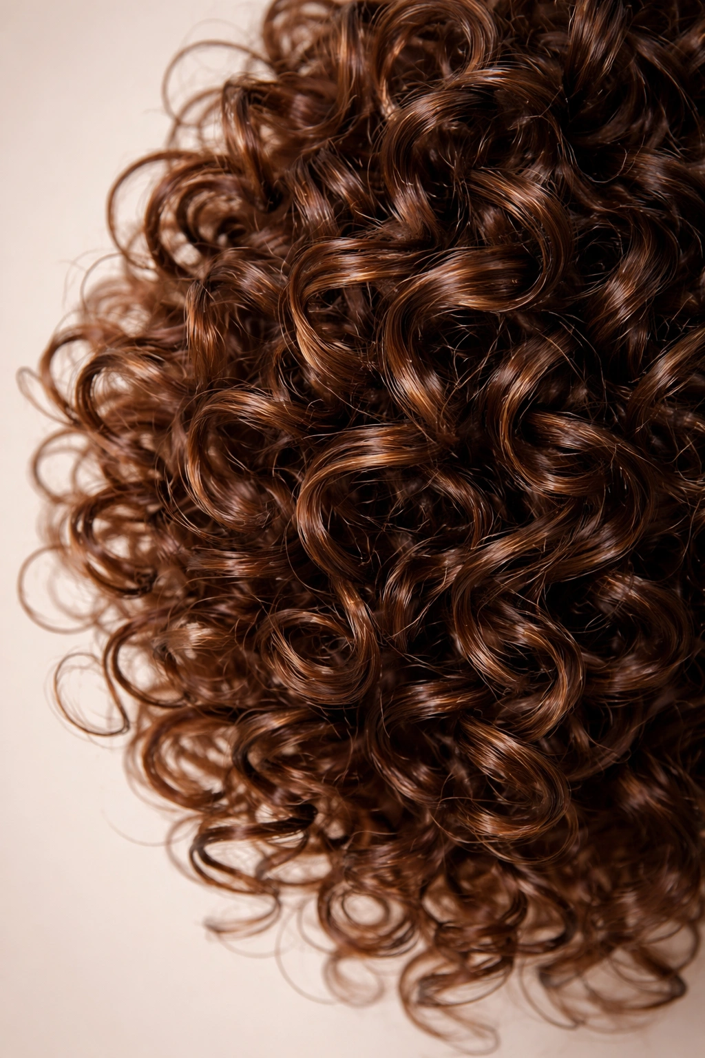 Macro close-up of curly hair showing dominant curl texture