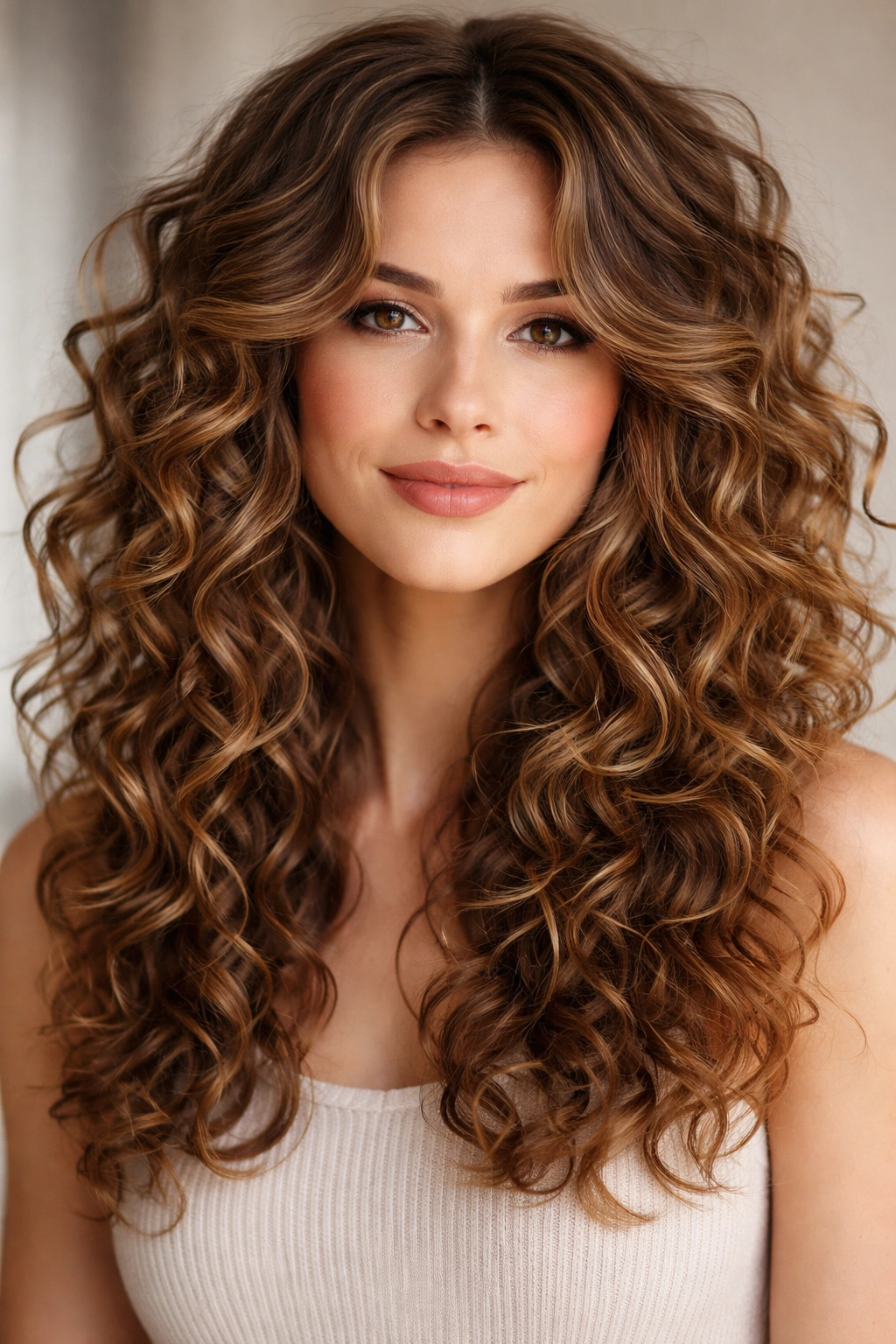12 Haircuts That Look Amazing On Longer Faces 9 Voluminous curly hairstyle with face-framing layers and defined curls