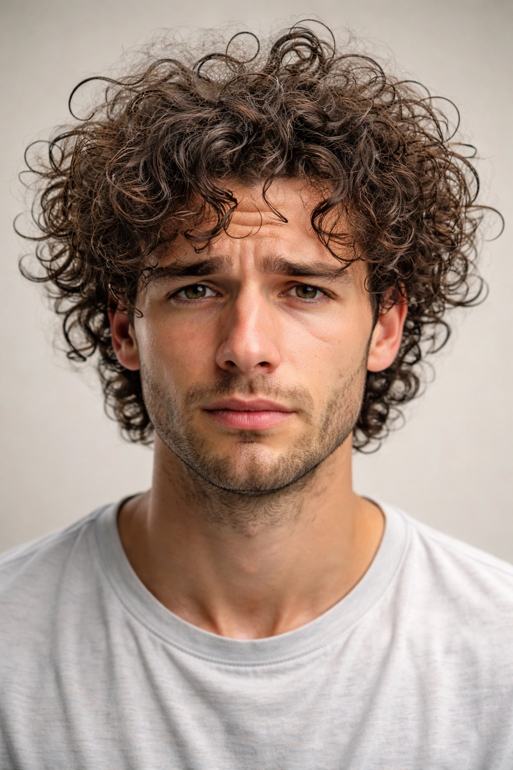 Close-up of curly hair with frizz and shine indicating common curly-care mistakes