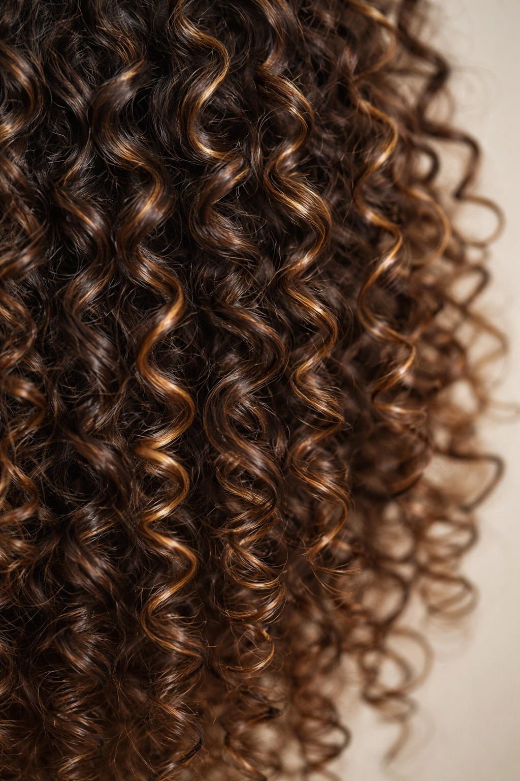 Macro close-up of curly textured hair coils