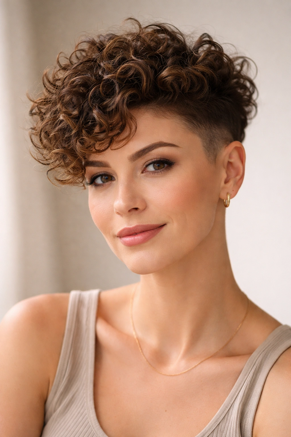 20 Short Curly Hairstyles Women Over 30 Love 7 Close-up of cropped curly coils with modern undercut showing bold contrast and texture