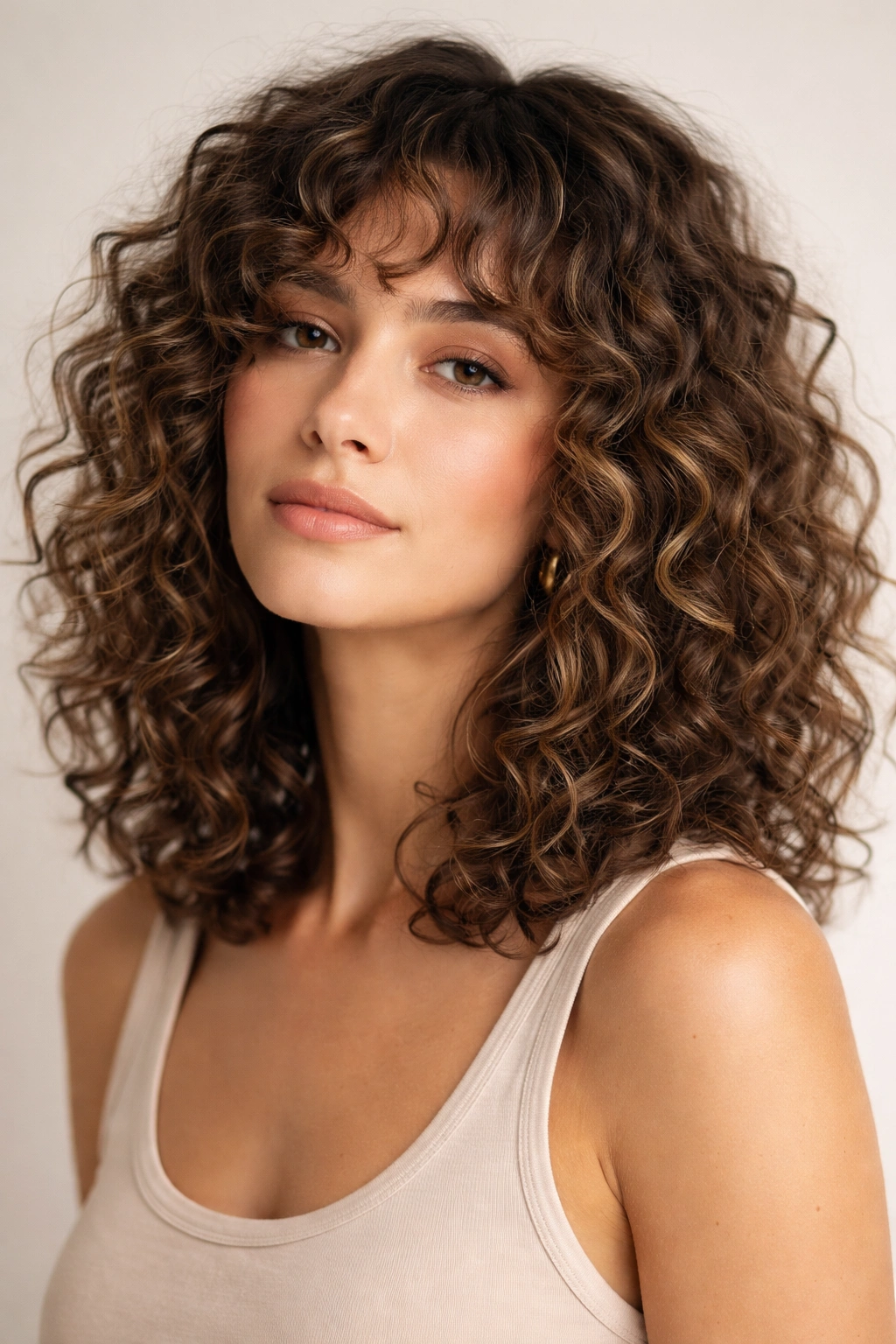 22 Curly Haircuts That Hold Their Shape All Day 7 Close-up of shoulder-length curly hair with heavy texture and defined curls