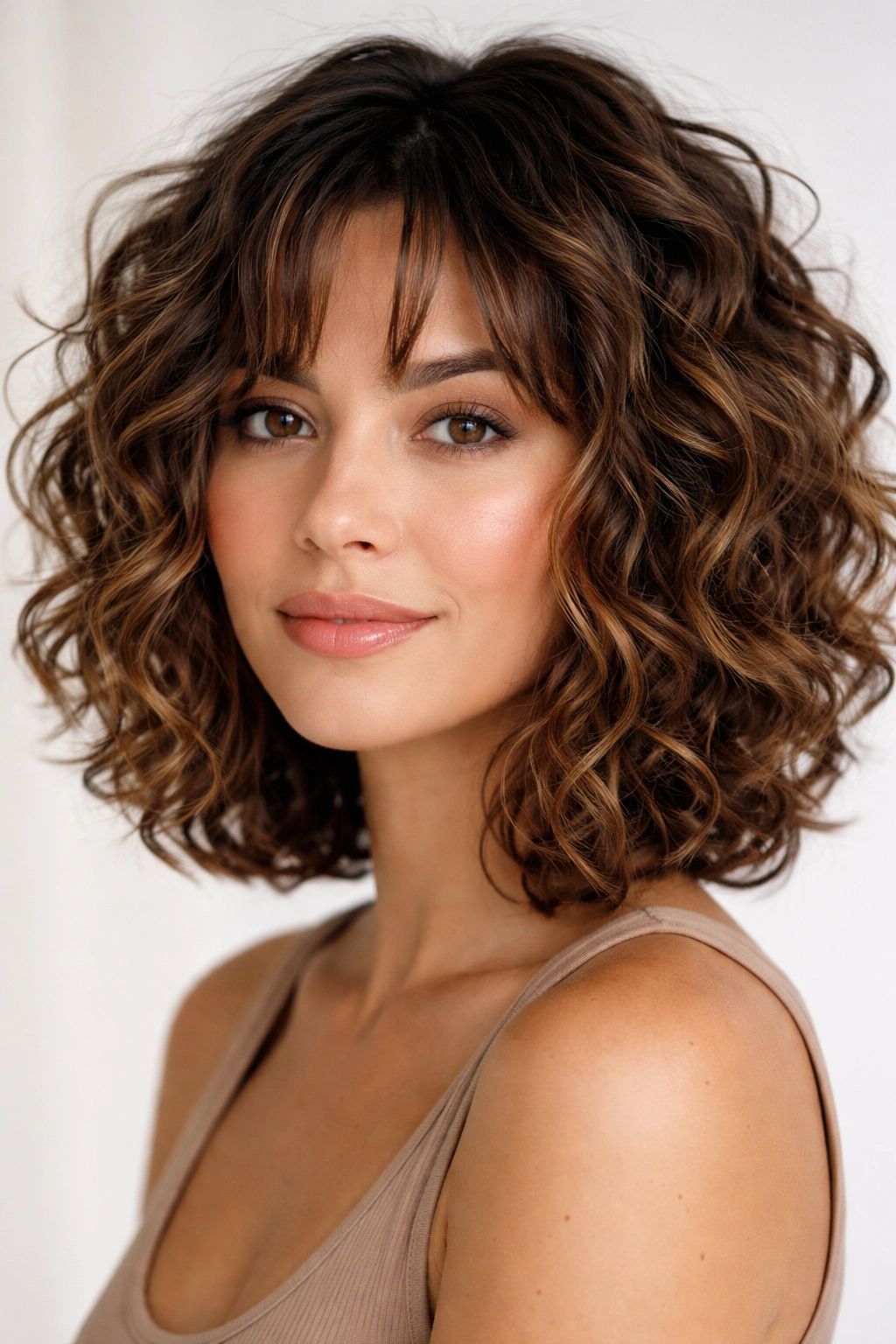 10 Curly Layered Short Cuts With Tons Of Bounce 3 Curly lob hairstyle with choppy layers for lift and definition