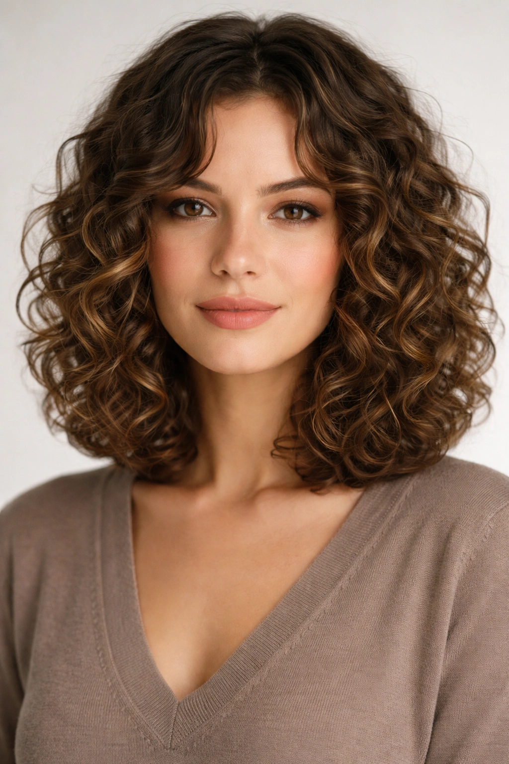 22 Curly Haircuts That Hold Their Shape All Day 2 Portrait of a curly lob showing shoulder-to-chin length and defined curls