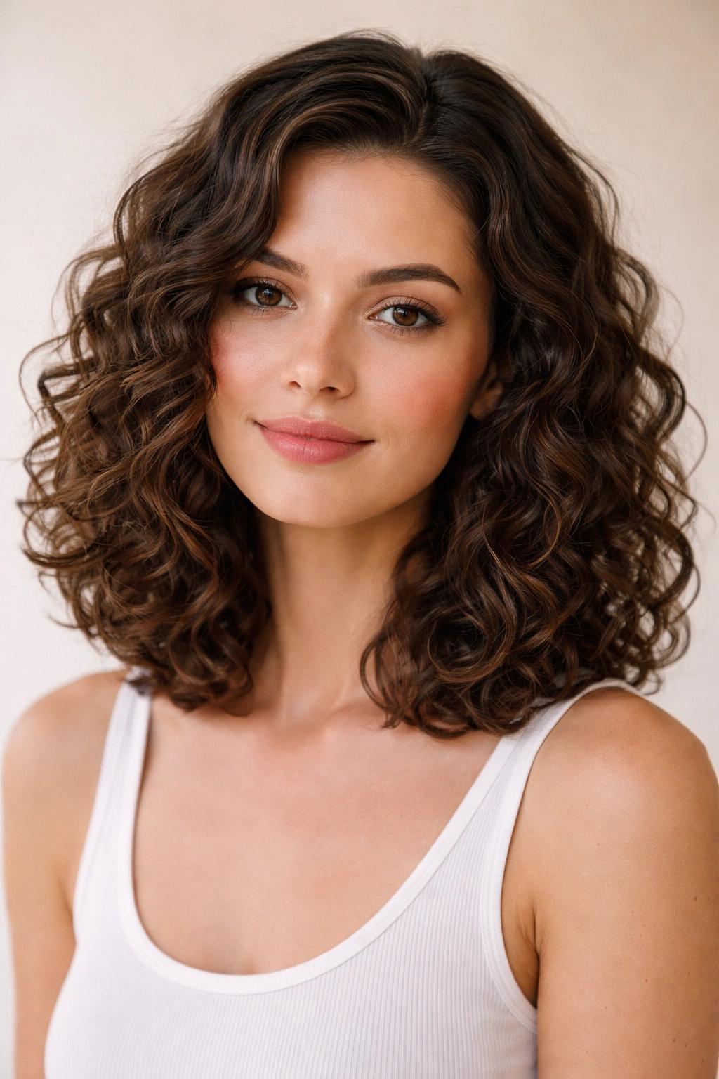 15 Curly Lob Haircuts At The Perfect Length 1 Classic shoulder-length curly lob with defined curls and subtle highlights