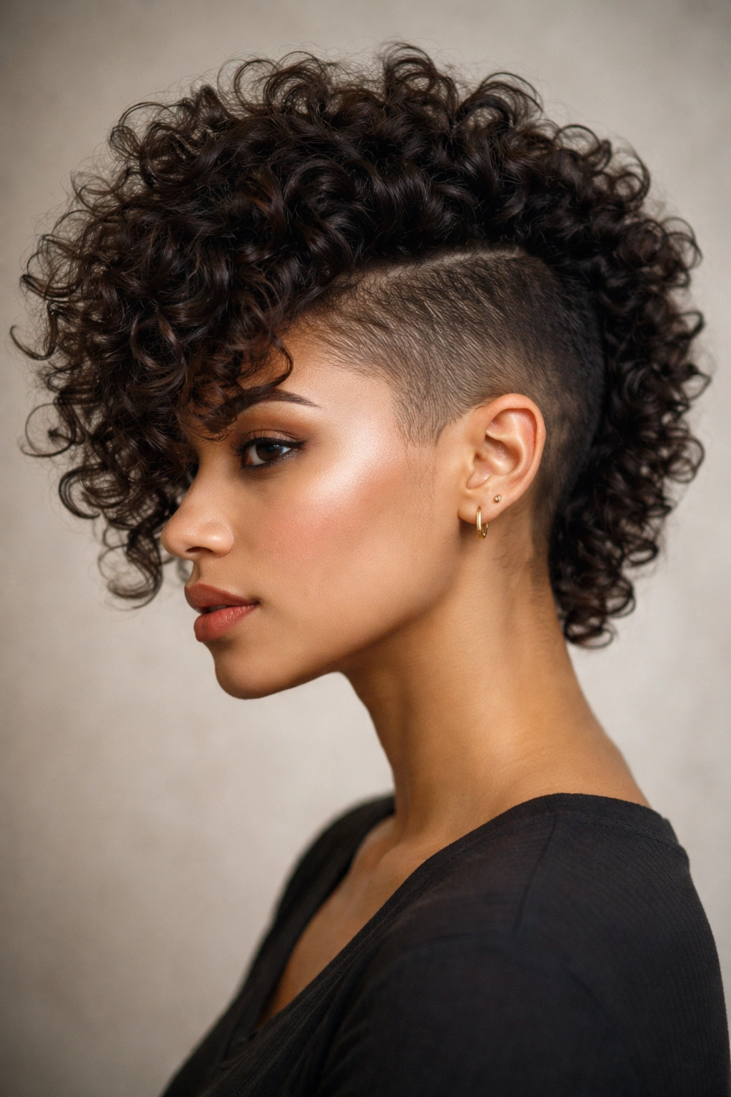 Bold curly Mohawk with textured sides