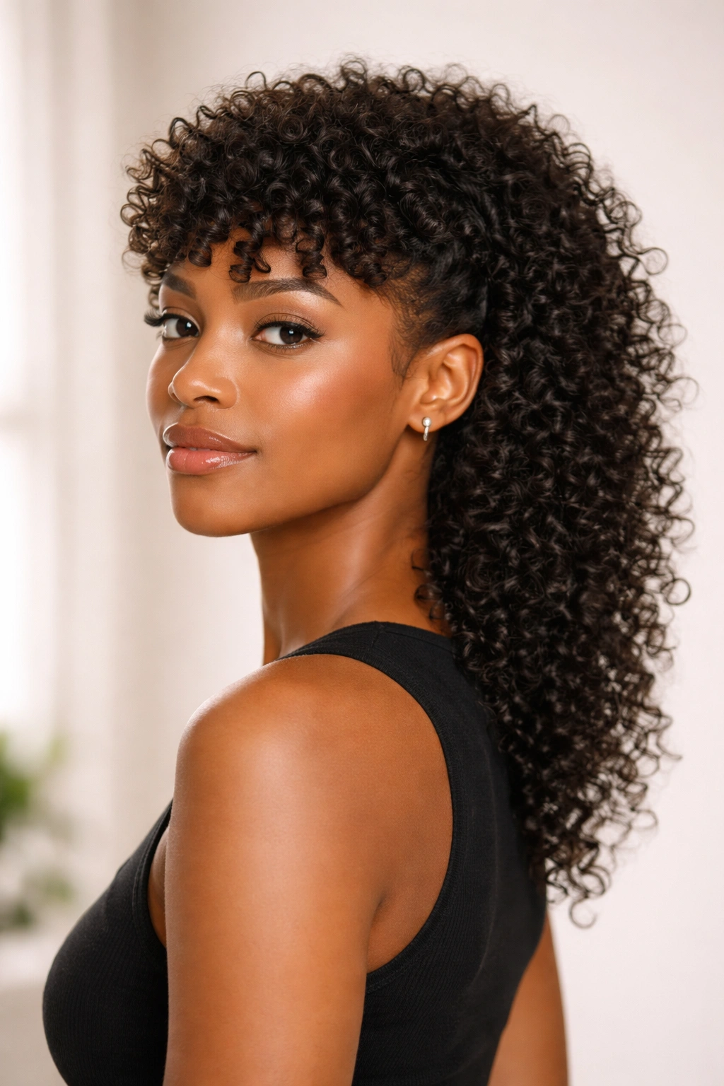 Portrait of a curly mullet with short front and long back