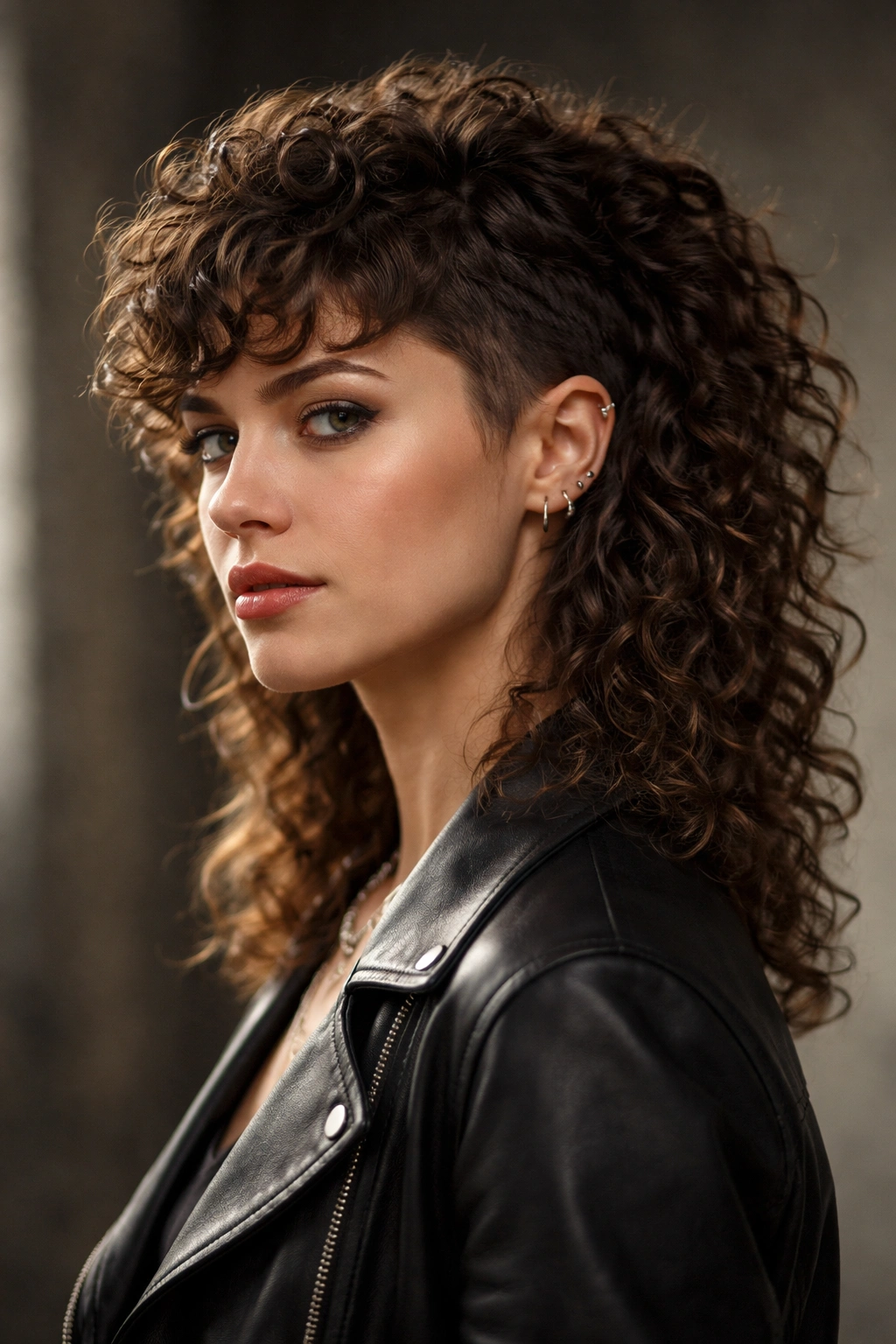 20 Shoulder Length Haircuts By Hair Type 9 Portrait of curly hair mullet with short front and longer back.
