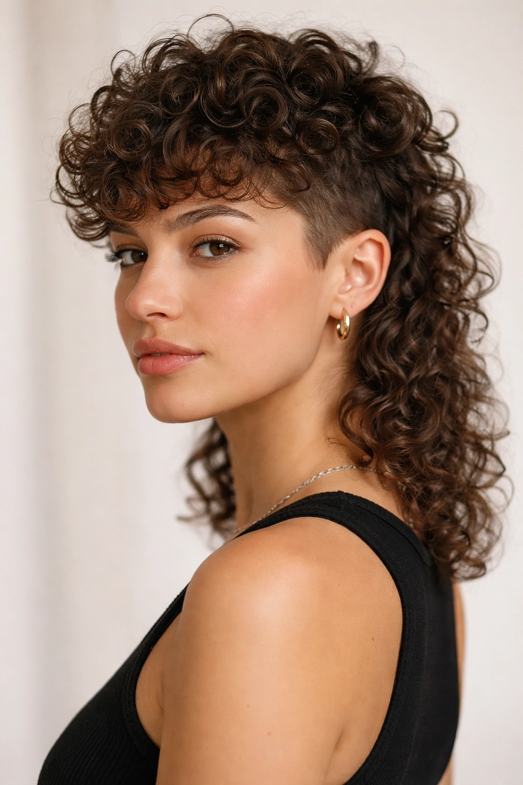 15 Short Mullet Haircuts Worth The Big Chop 10 Portrait of curly mullet with short sides and long curly back