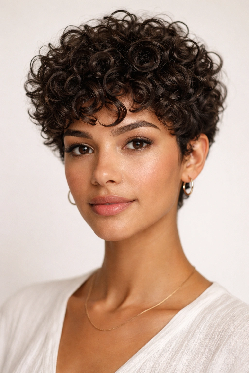 20 Really Short Haircuts Anyone Can Pull Off 24 Curly pixie cut with defined curls and layered texture.