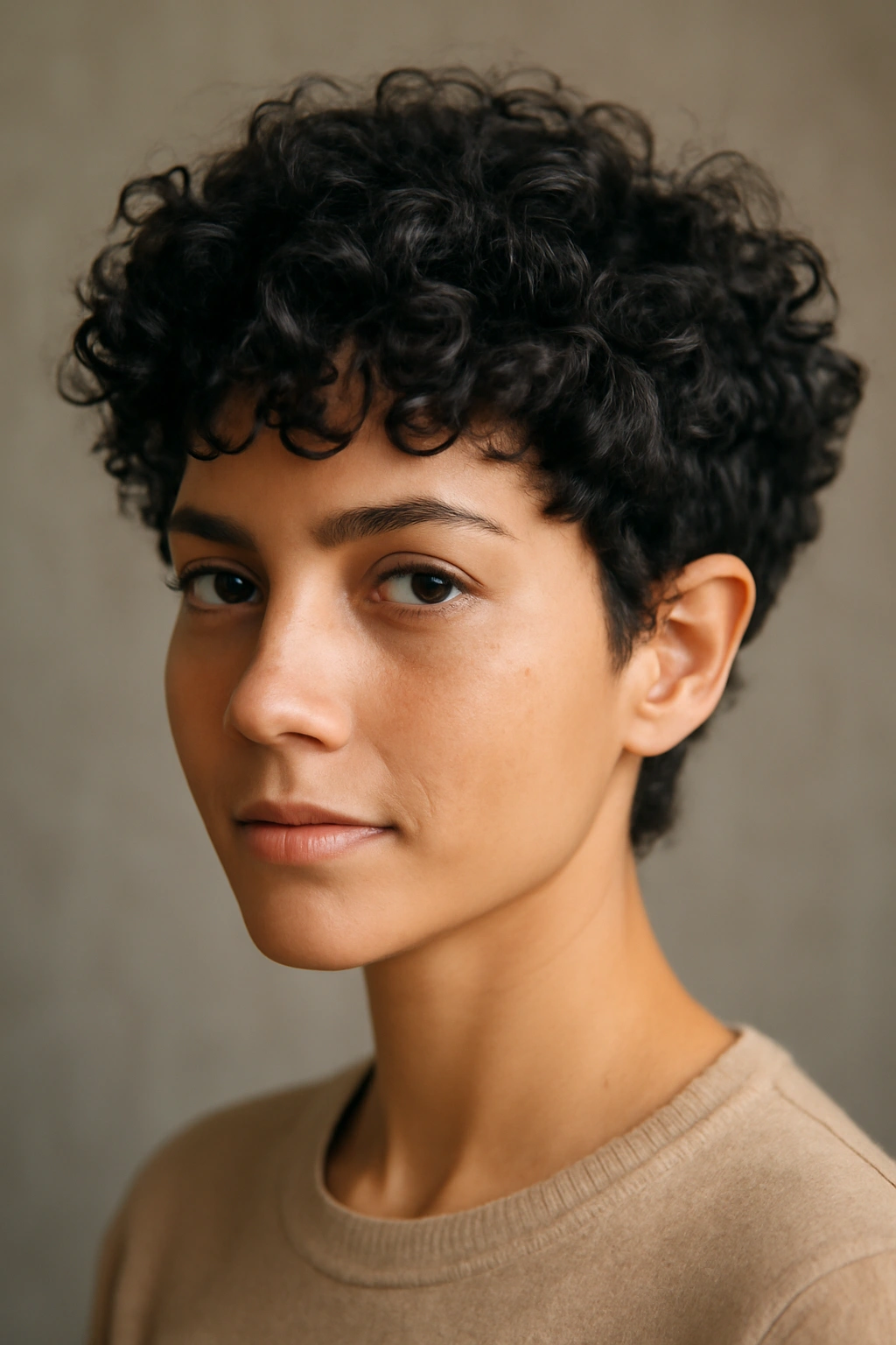 25 Short Hairstyles That Will Instantly Upgrade Your Look 12 Curly pixie cut showing natural curls and defined texture.