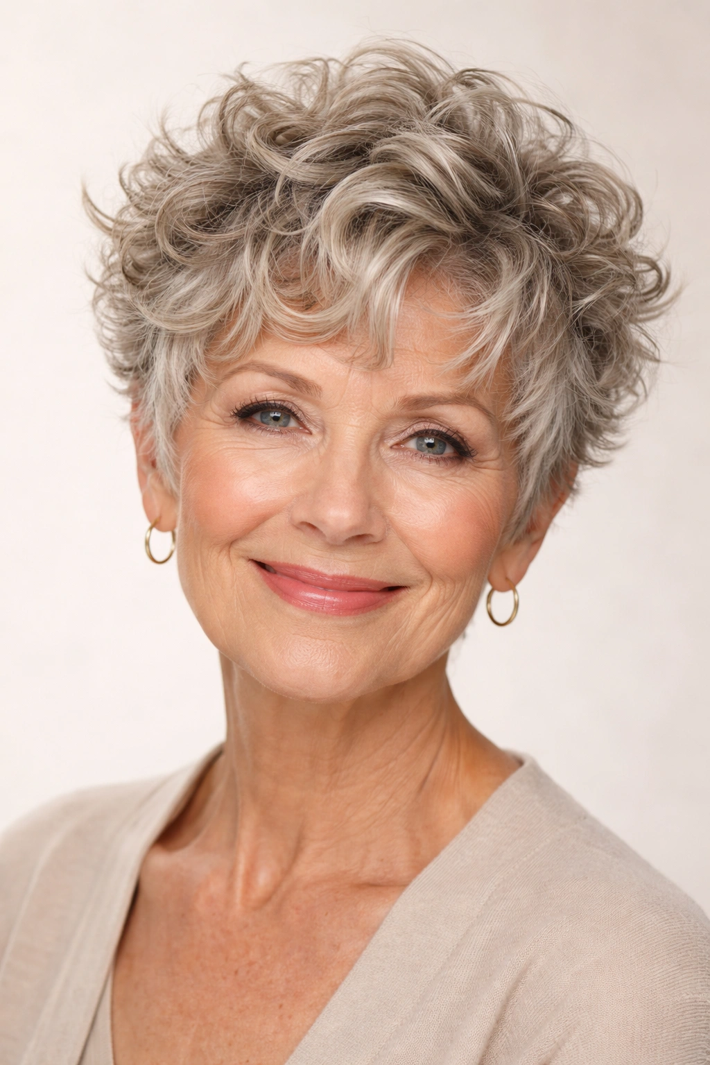 Curly pixie cut with textured, defined curls