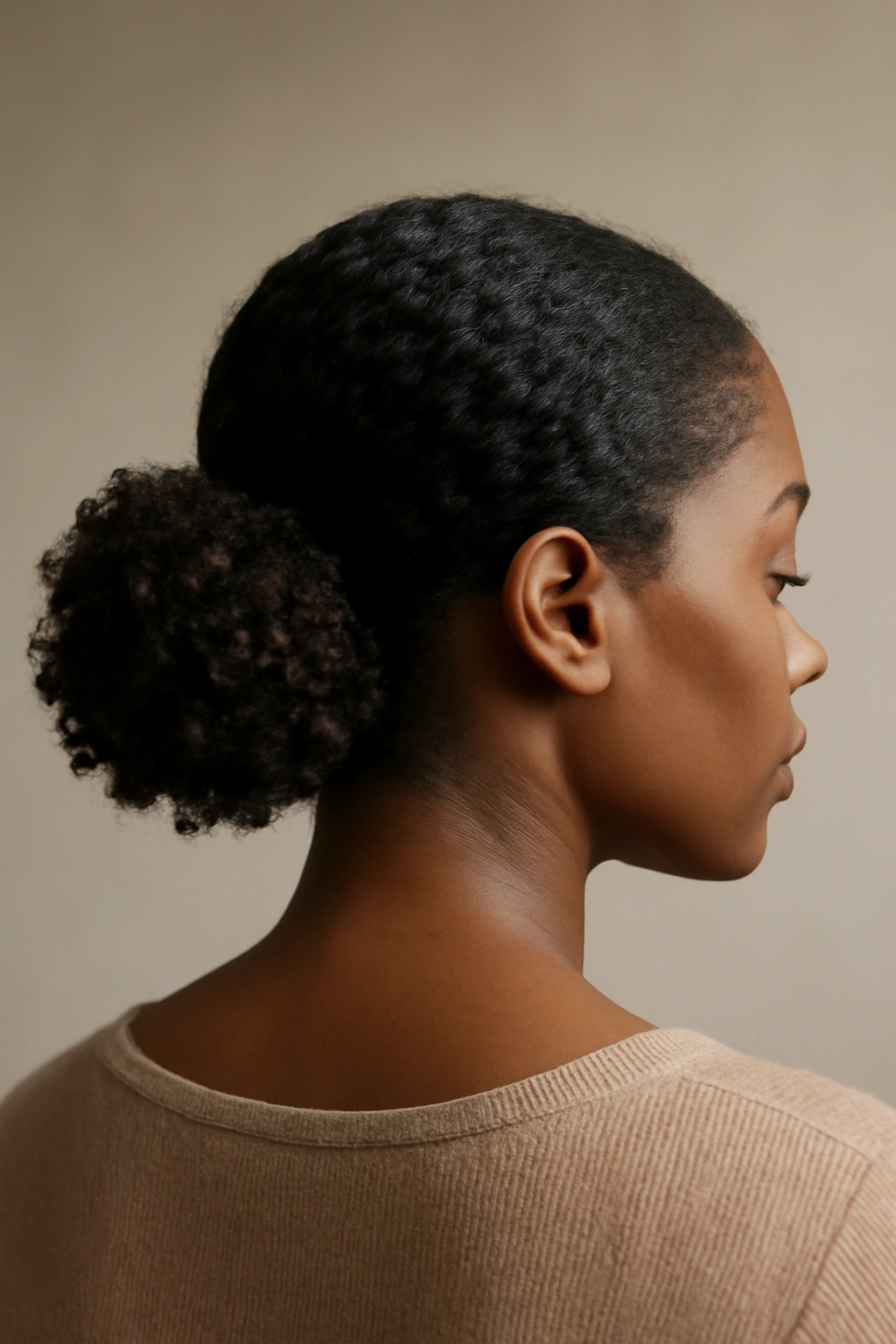 10 Elegant Low Bun Styles for Black Women to Try 10 Curly puff low bun highlighting natural curl texture and volume