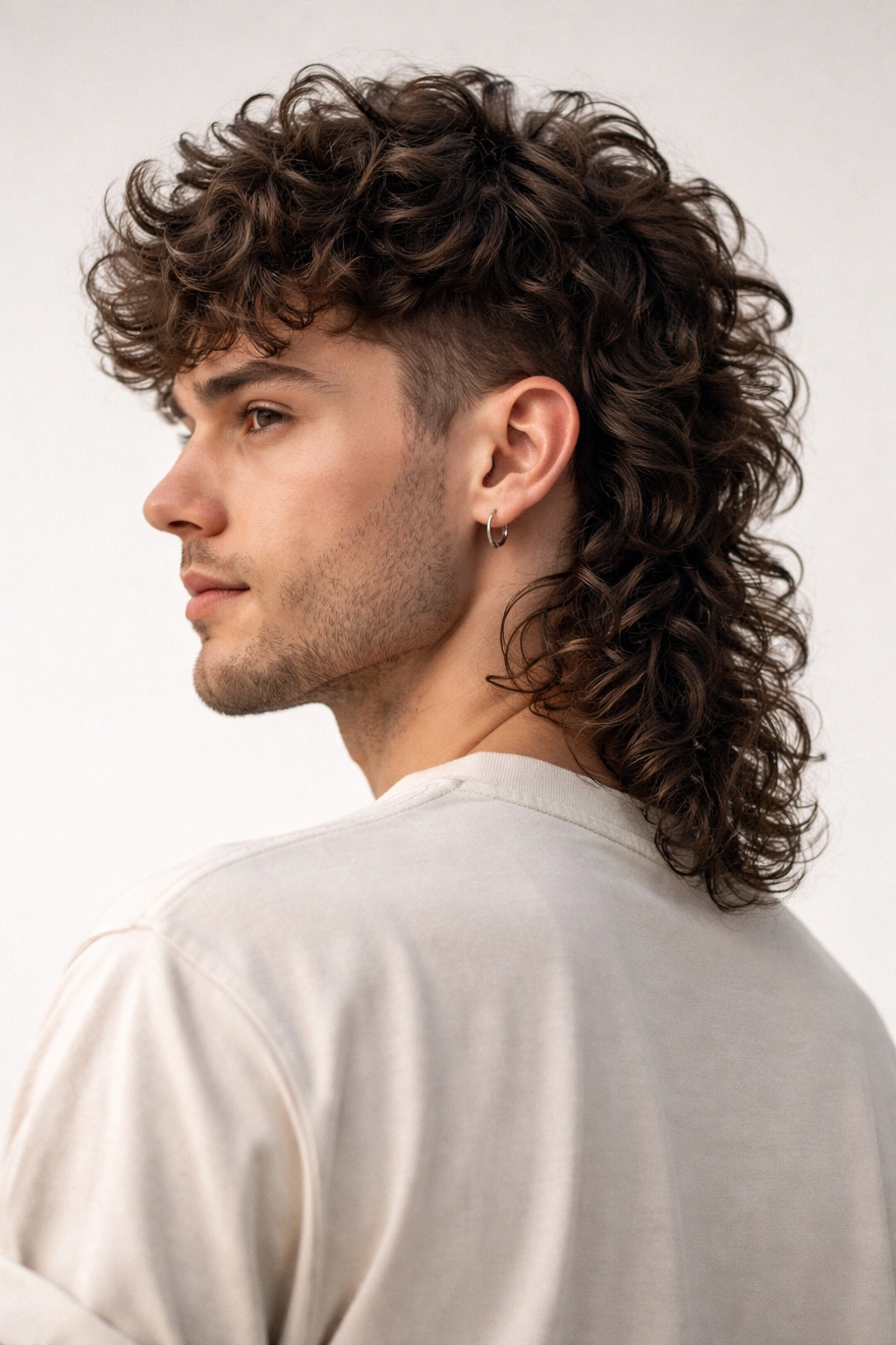 22 Curly Haircuts That Hold Their Shape All Day 5 Portrait of a curly shag mullet with short top and longer back