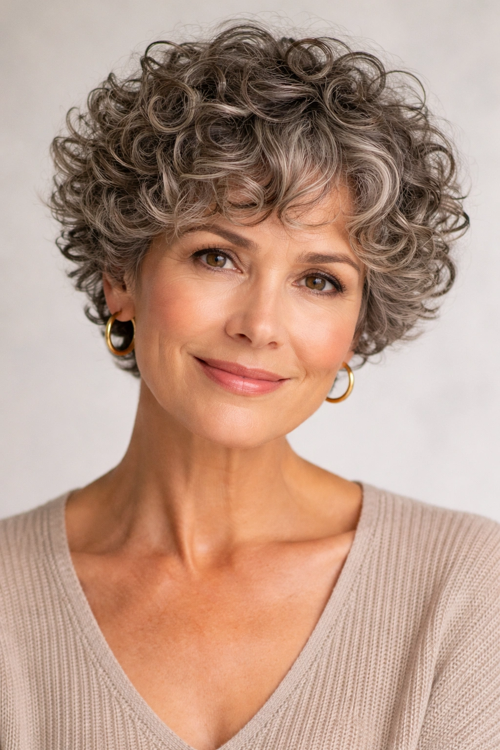 Curly textured crop showing defined curls and short length
