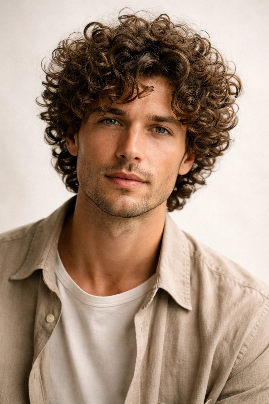 Close portrait highlighting defined natural curls and texture