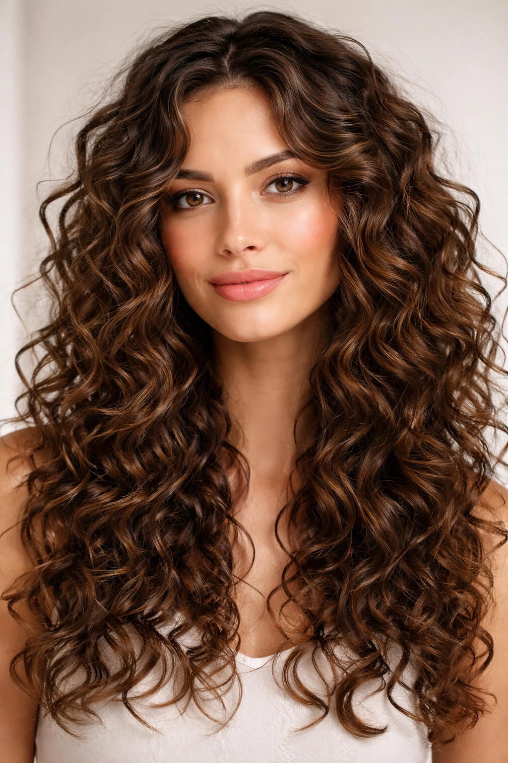 Curly hair with textured piece-y layers forming defined curl clumps