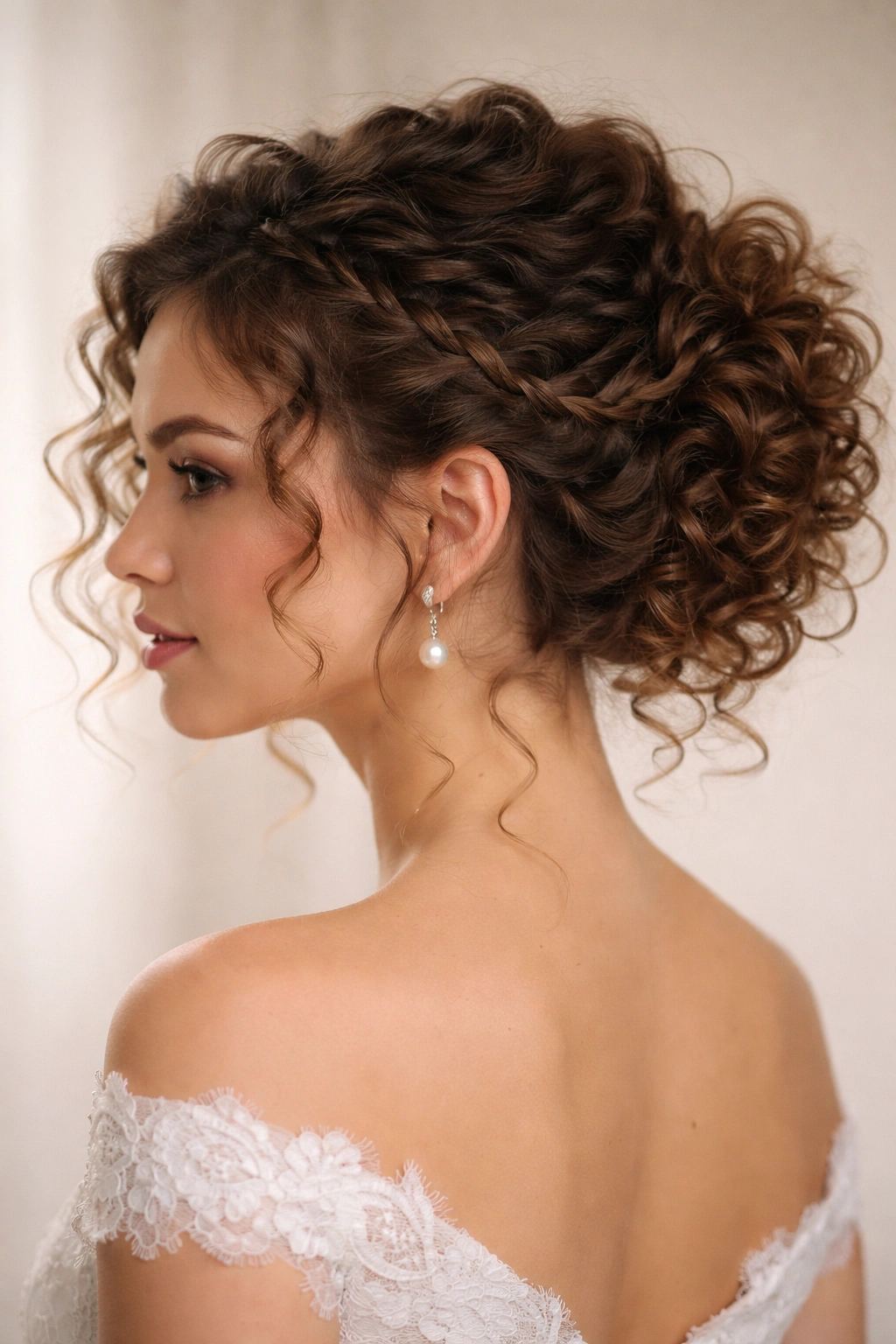 Curly updo with braids and defined curls
