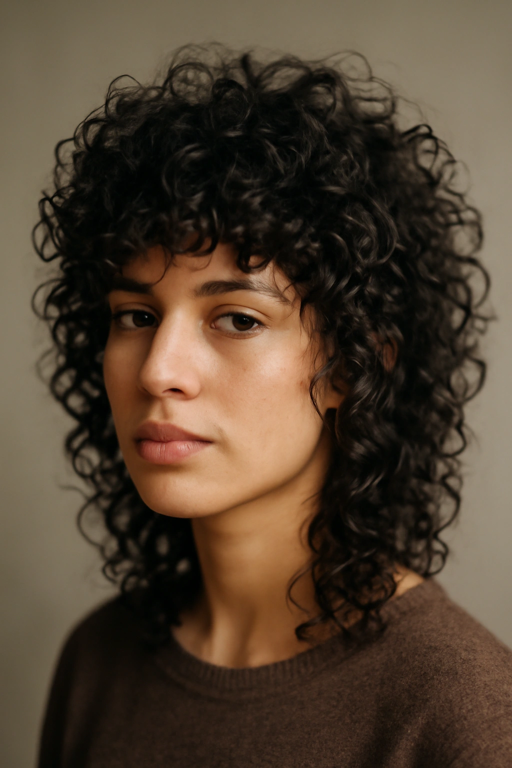 12 Wolf Cuts That Make Short Hair Look So Cool 7 Close-up of curly wolf cut with defined ringlets