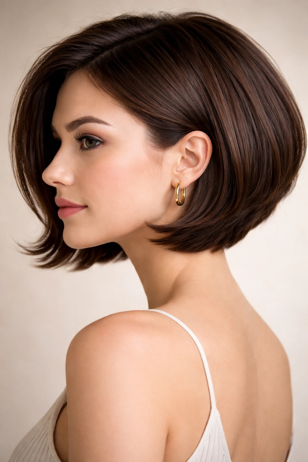 Close-up of The Curved Bob with soft rounded silhouette