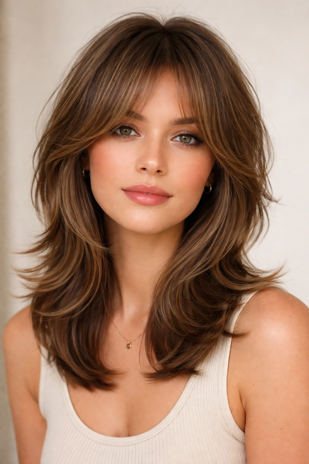 Portrait of The Choppy Layers With Curved Ends showing rounded layers and soft curved ends.