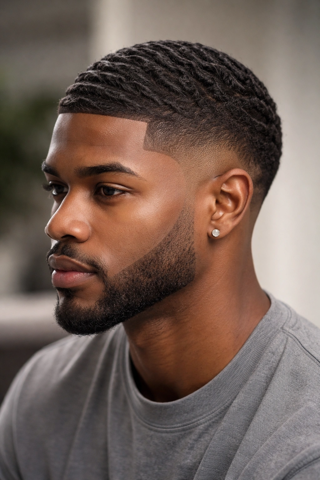 Head showing curved fade with defined waves on top