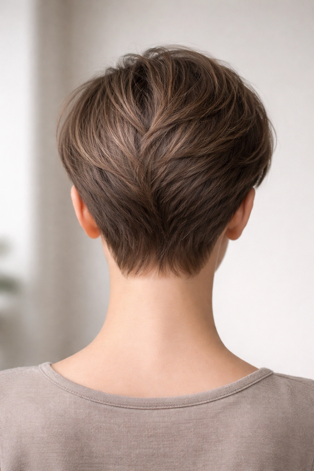 15 Short Haircuts From The Back You Need To See 12 Back view of a curved pixie with rounded crown and curved nape