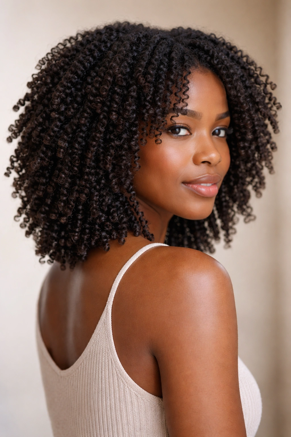 18 Haircuts For Natural Hair Sorted By Curl Type 9 Shoulder-length Type 4A coils with stacked layers and defined pattern
