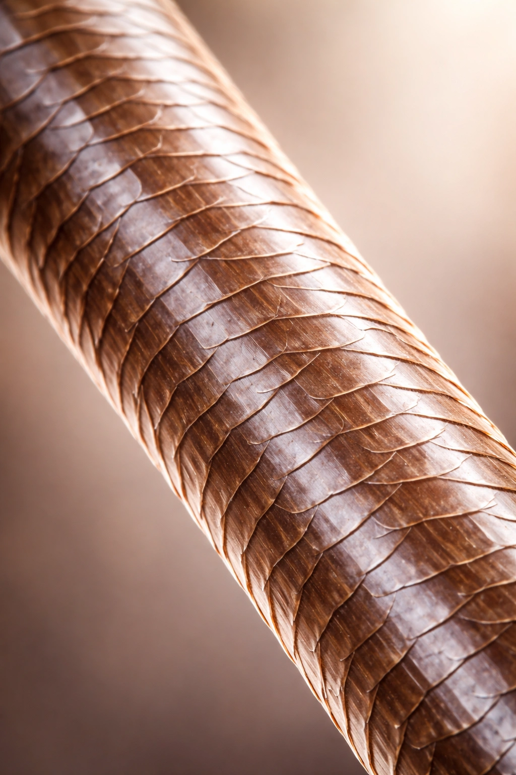 Macro close-up of hair cuticle scales lying flat in one direction