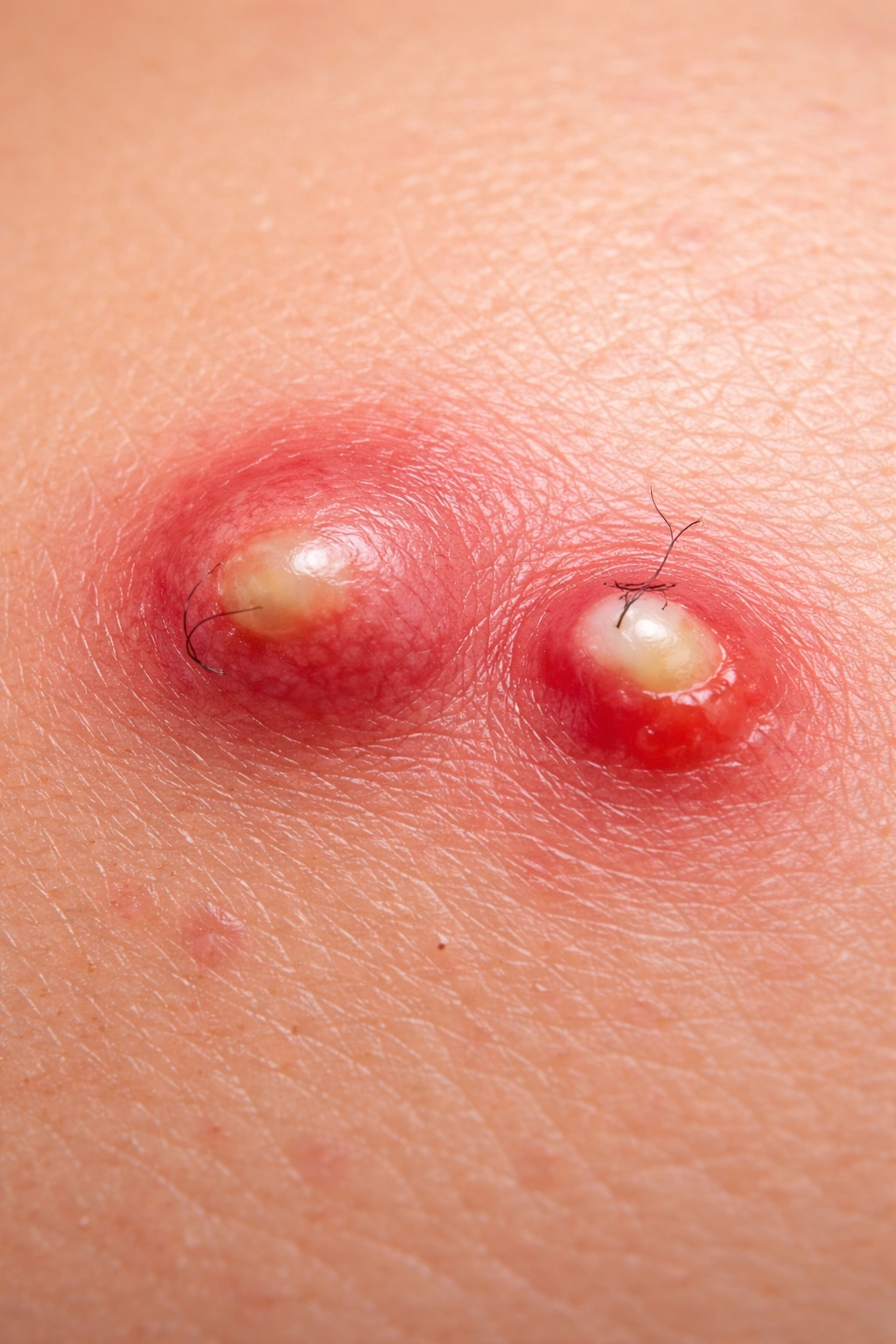 Close-up of a deep skin cyst beneath the surface