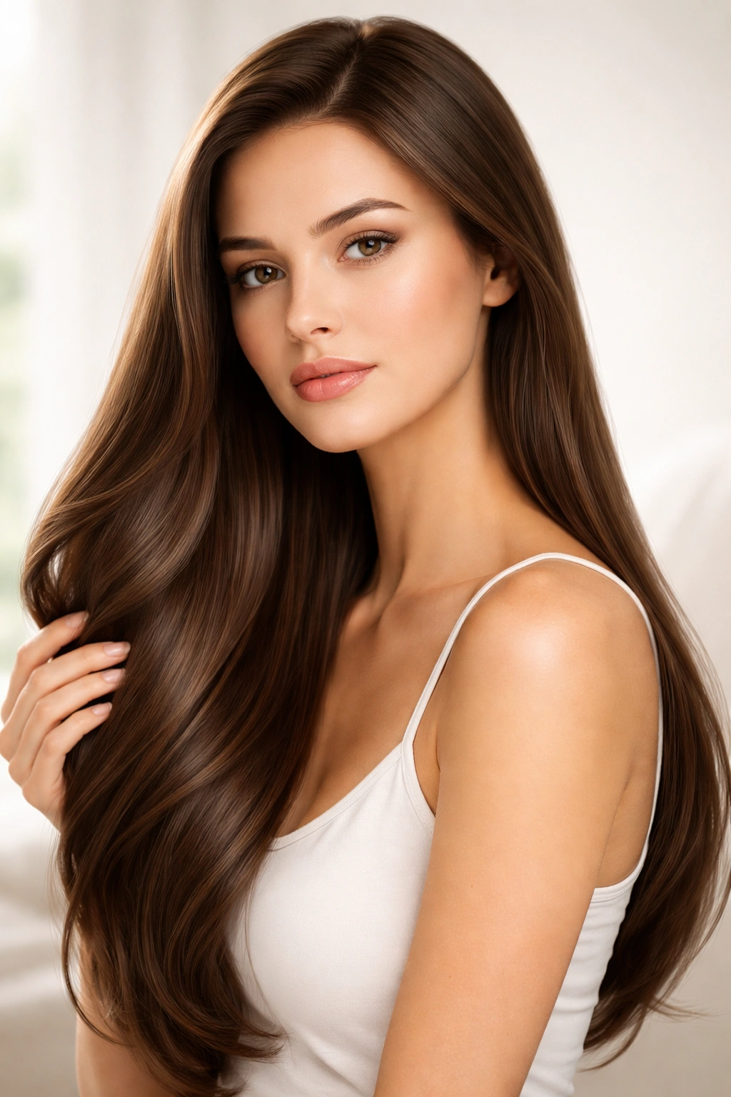Portrait of a person with clean, shiny hair