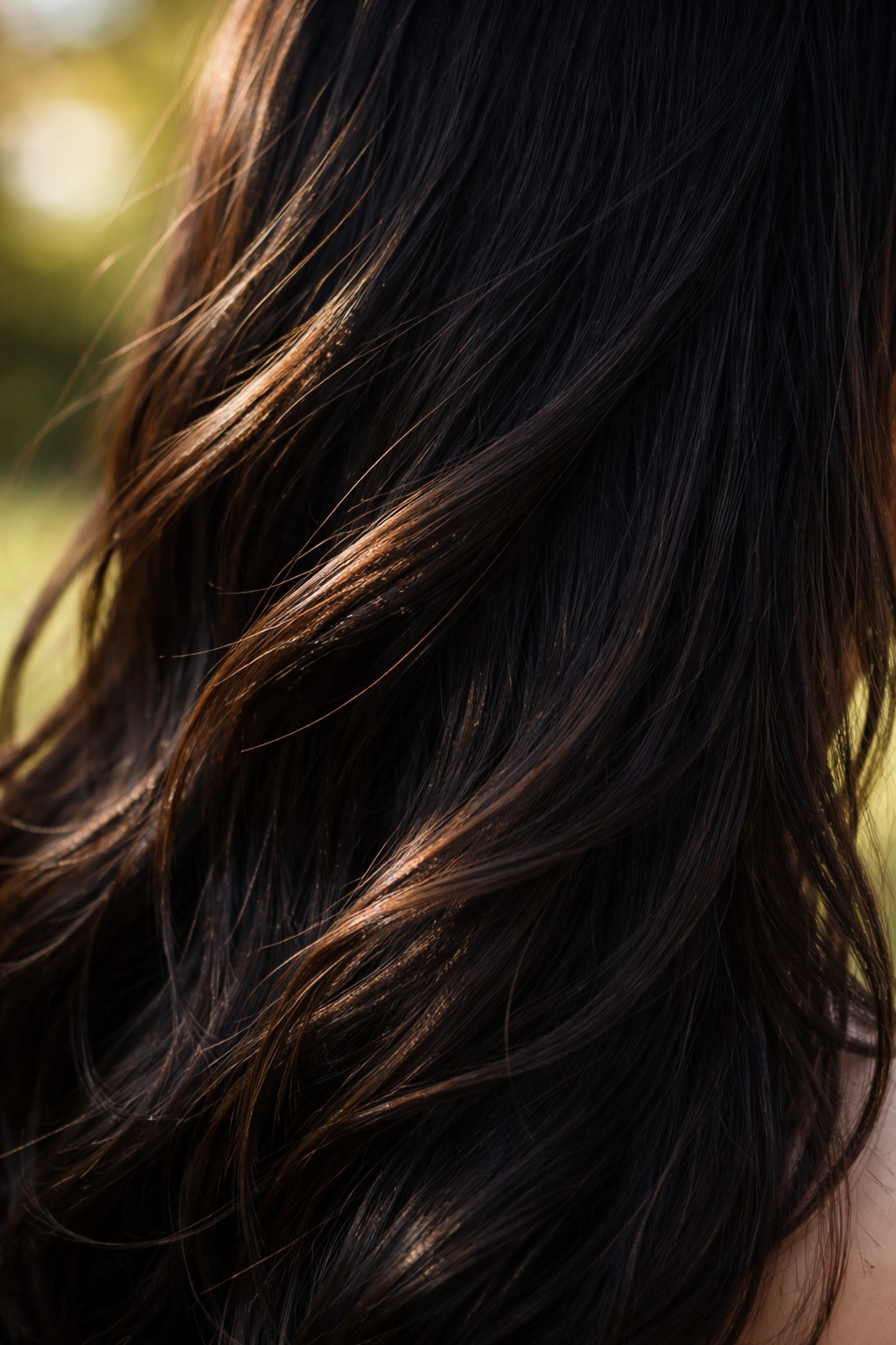 Hair strands showing brown undertones in sunlight