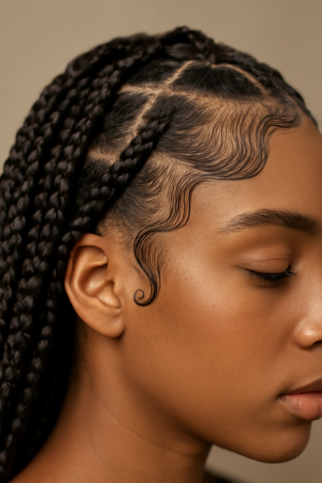 18 Box Braid Styles You'll Want to Show Your Braider 12 Decorative edges on box braids framing the hairline