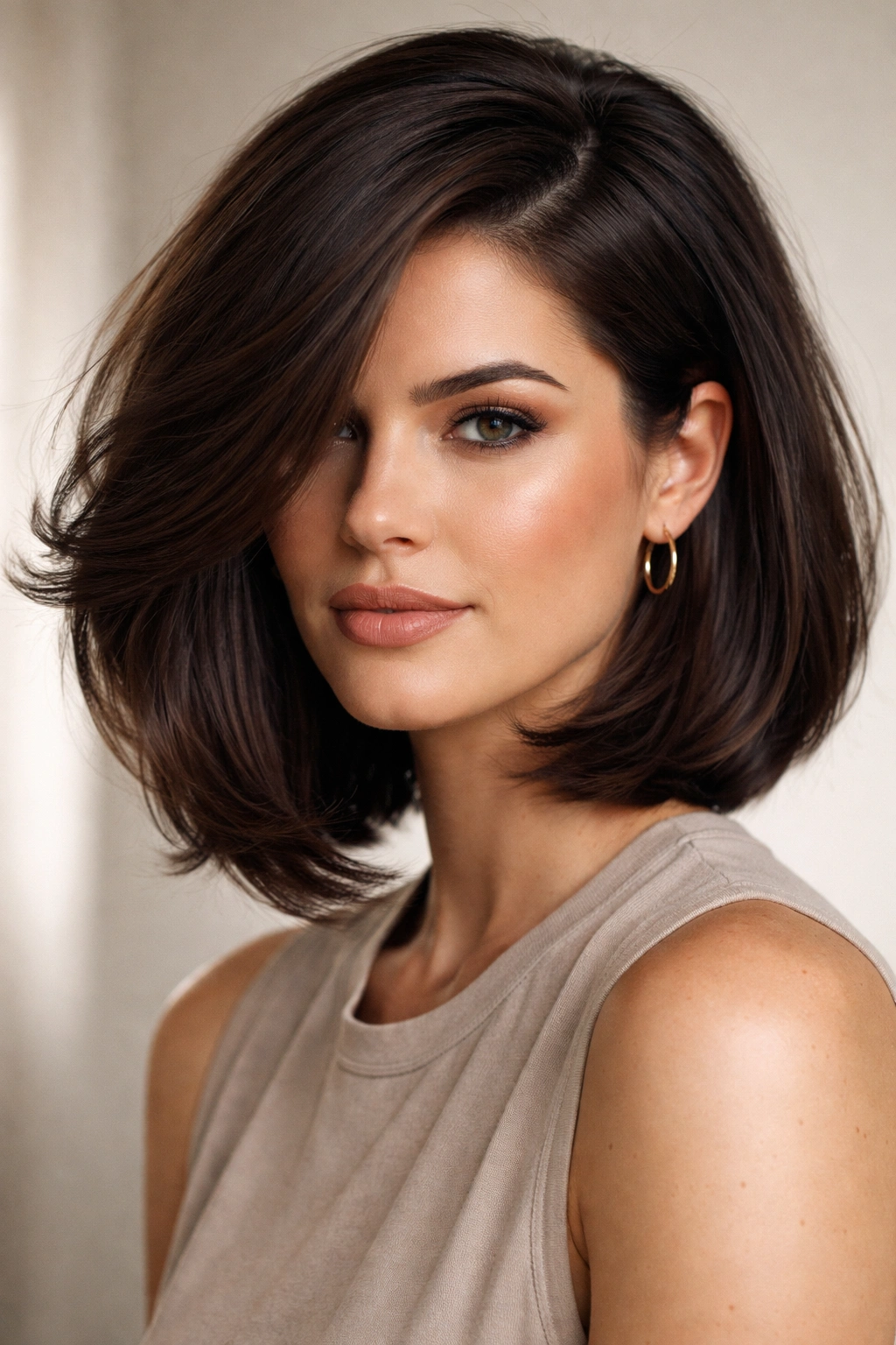 25 Bob Cuts Matched To Your Face Shape And Hair 12 Deep-parted bob on square face with coarse hair