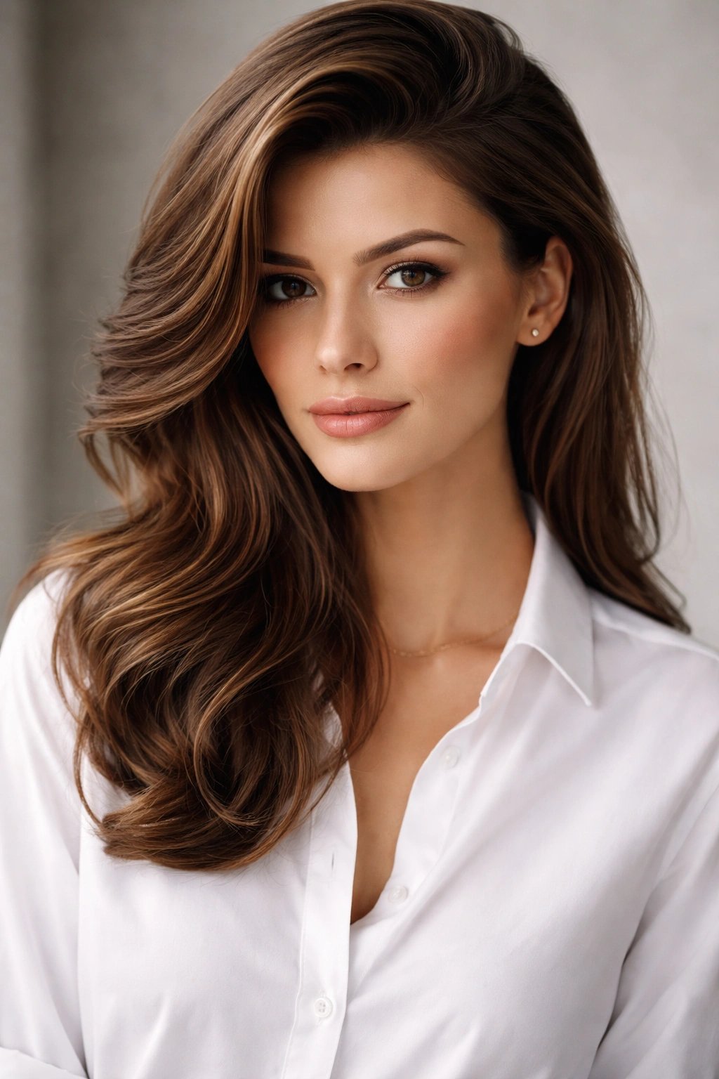 Portrait with a deep side part and voluminous crown