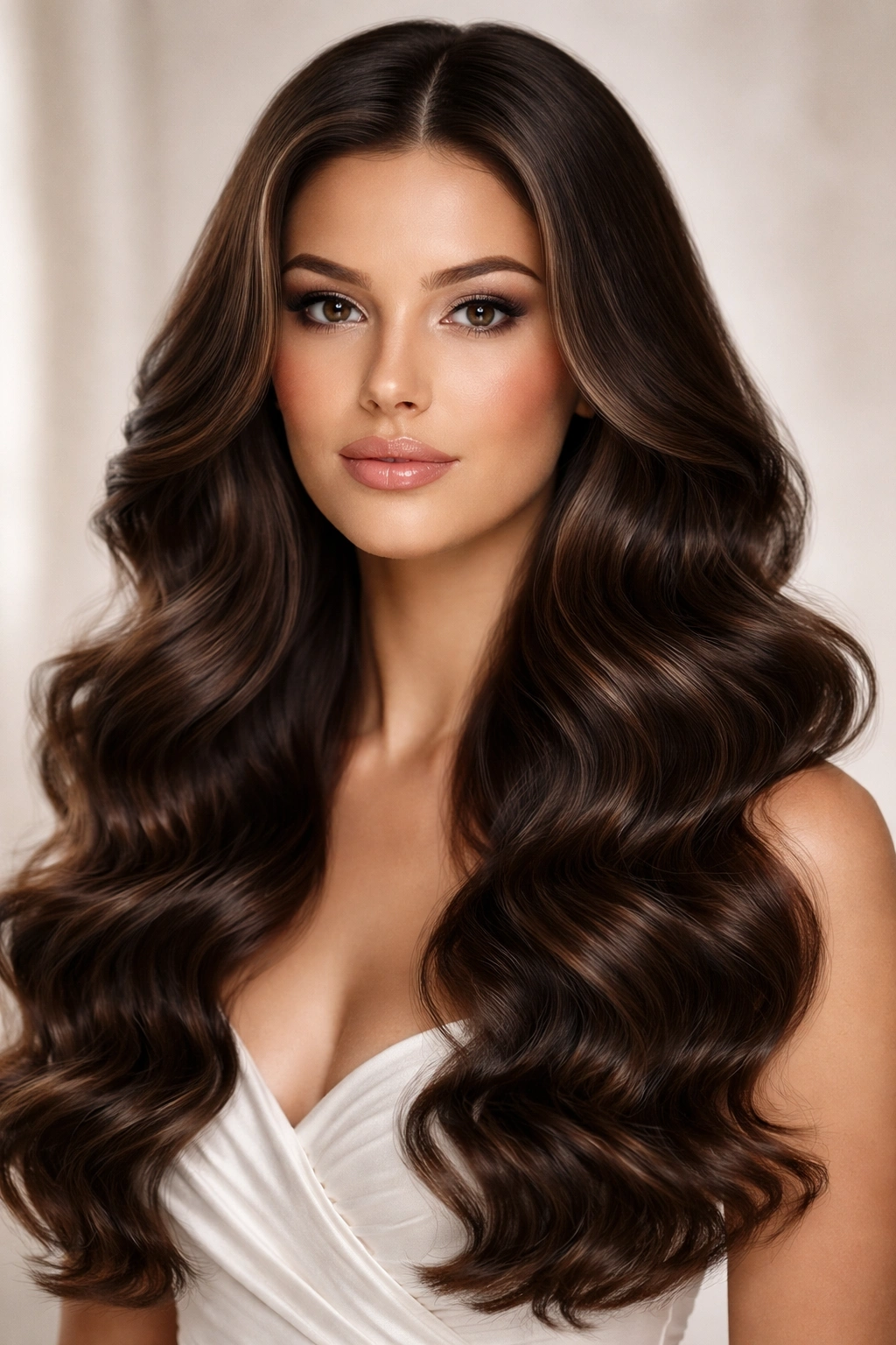 Voluminous deep waves with a sleek, smooth face-frame