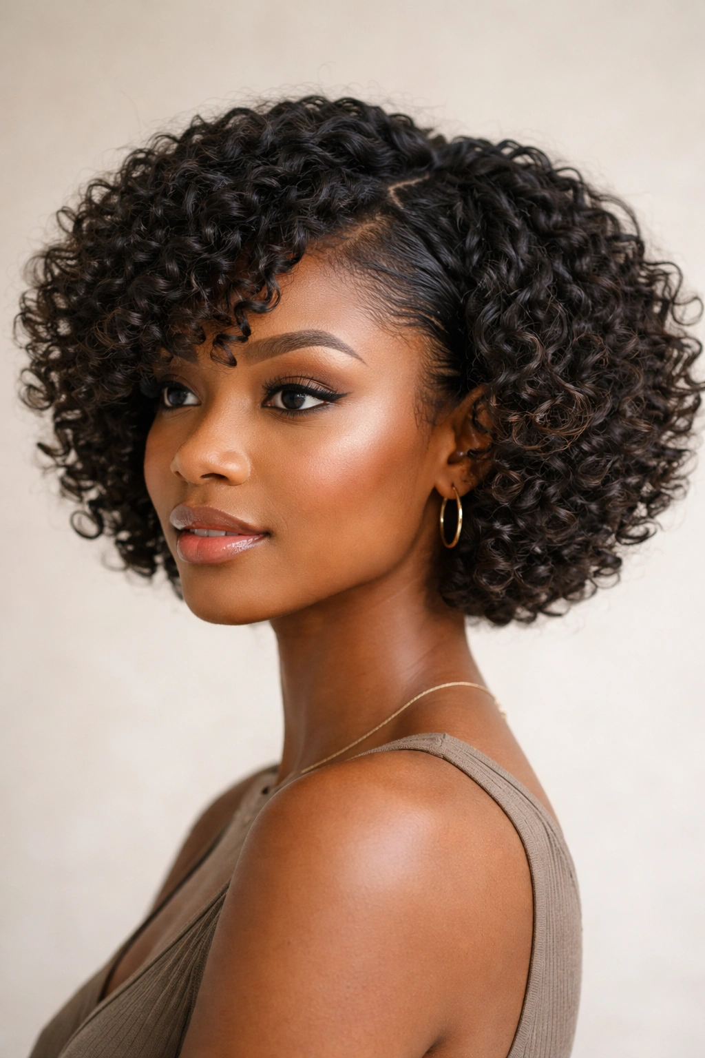 Defined coil bob with internal texturizing showing interior texture and movement