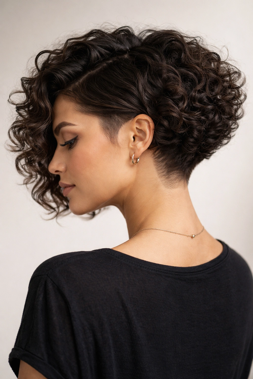 10 Angled Curly Bobs For Round And Oval Faces 5 Defined curl angled bob with visible undercut at the nape