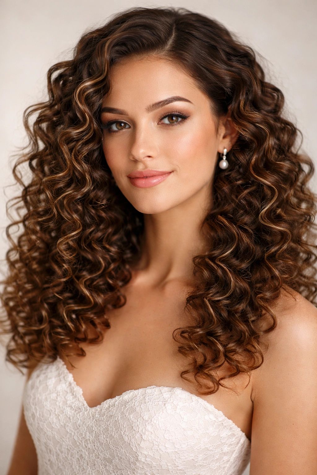 Close-up of defined curls on curly hair with separated ringlets and shine