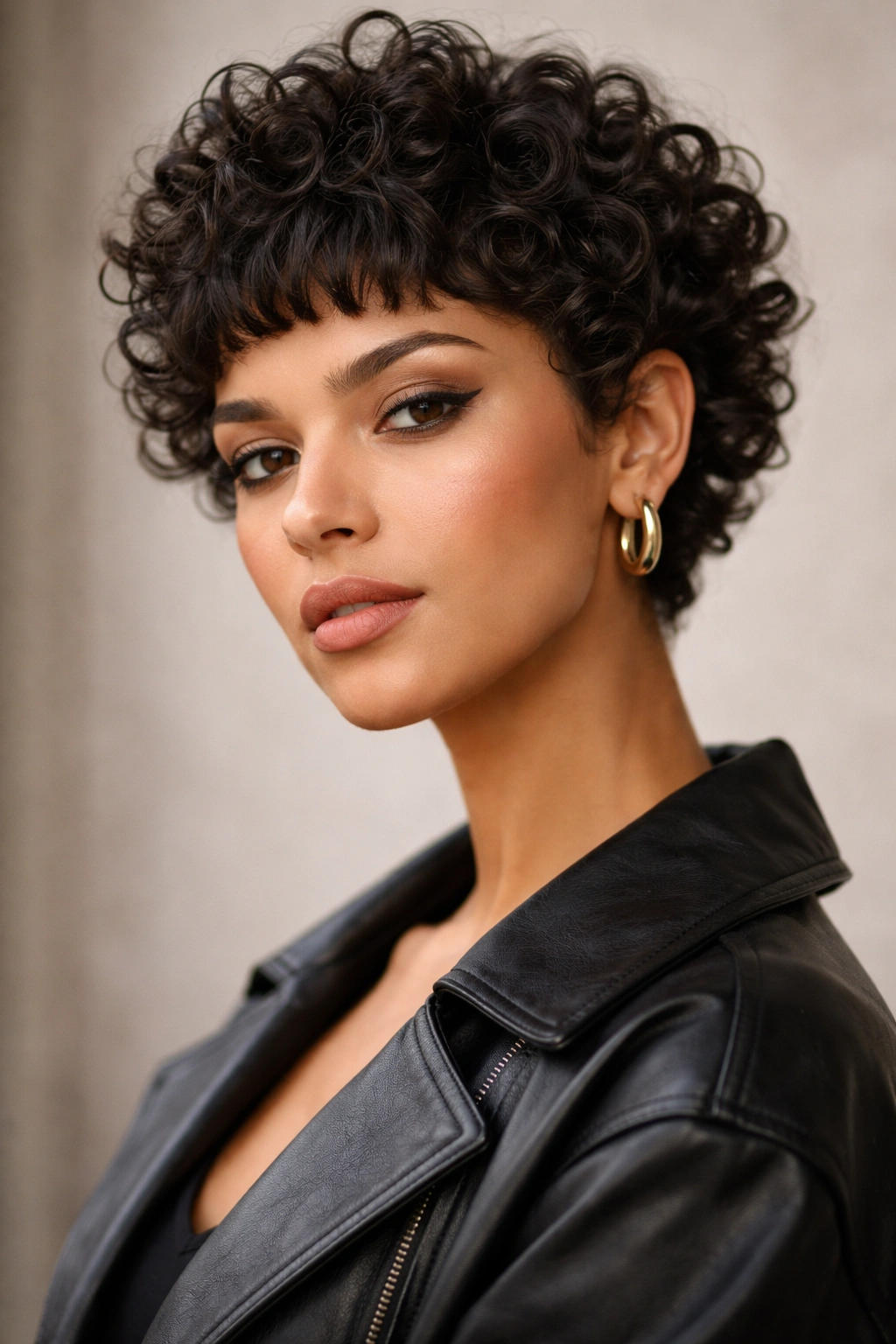 20 Short Curly Hairstyles Women Over 30 Love 20 Portrait of defined curls with micro bangs in a short textured cut