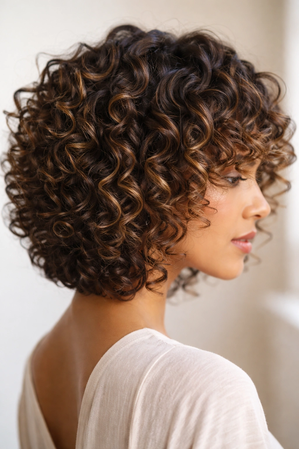 18 Short Layered Cuts Made For Curly Hair 10 Highly detailed close-up of defined curls showing individual ringlets and varied lengths