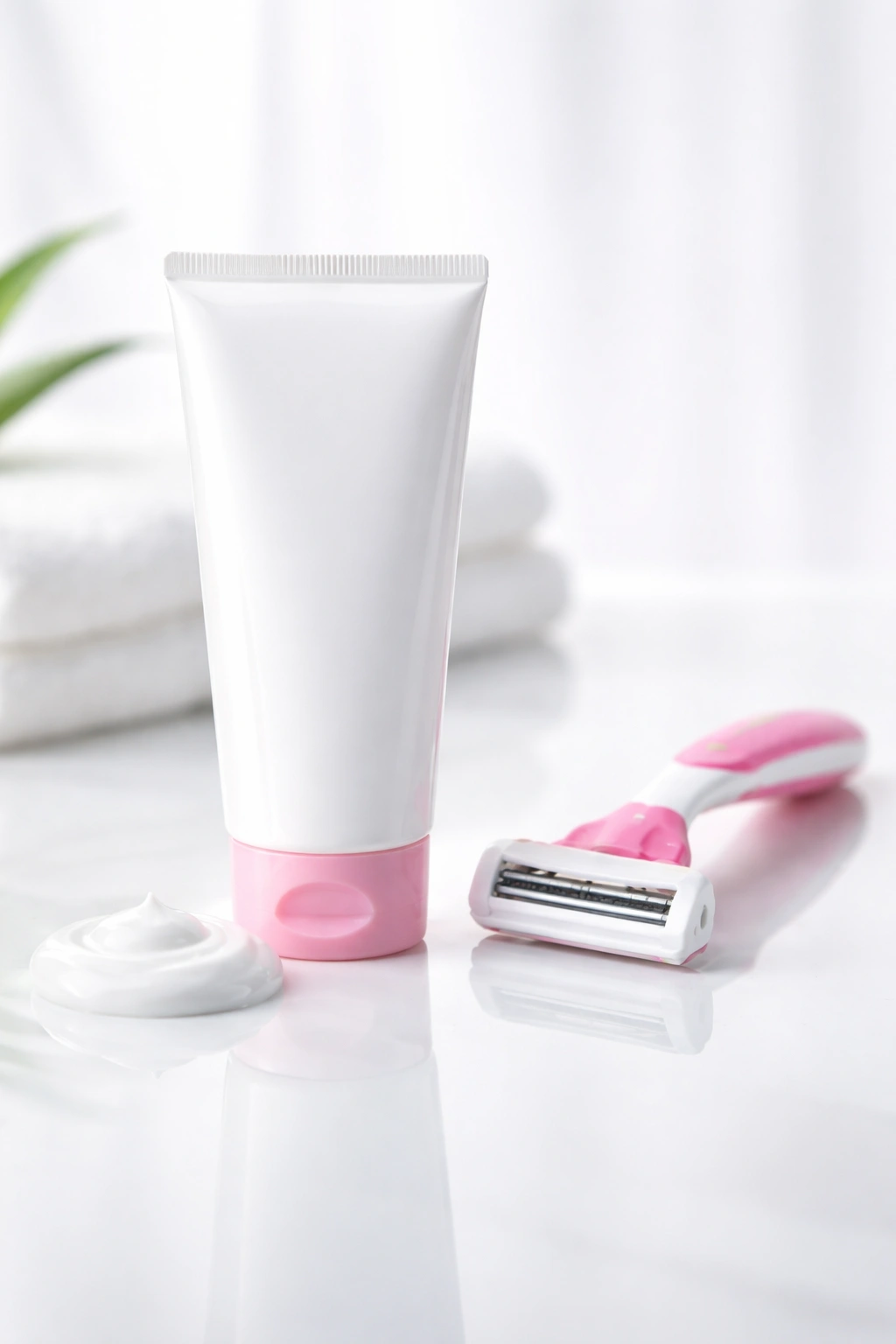 Depilatory cream bottle on white background