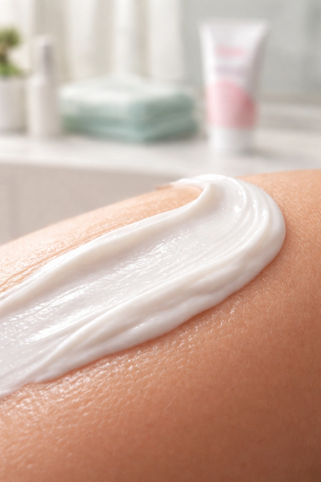 Close-up of cream on skin for depilatory hair removal