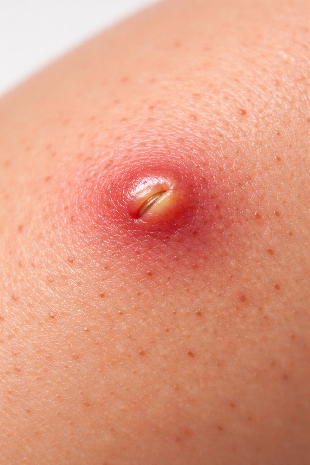 Close-up of skin with a bump indicating need for medical evaluation
