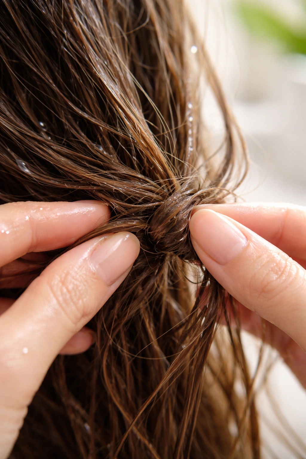 Hair strands gently separated with moisture to minimize damage