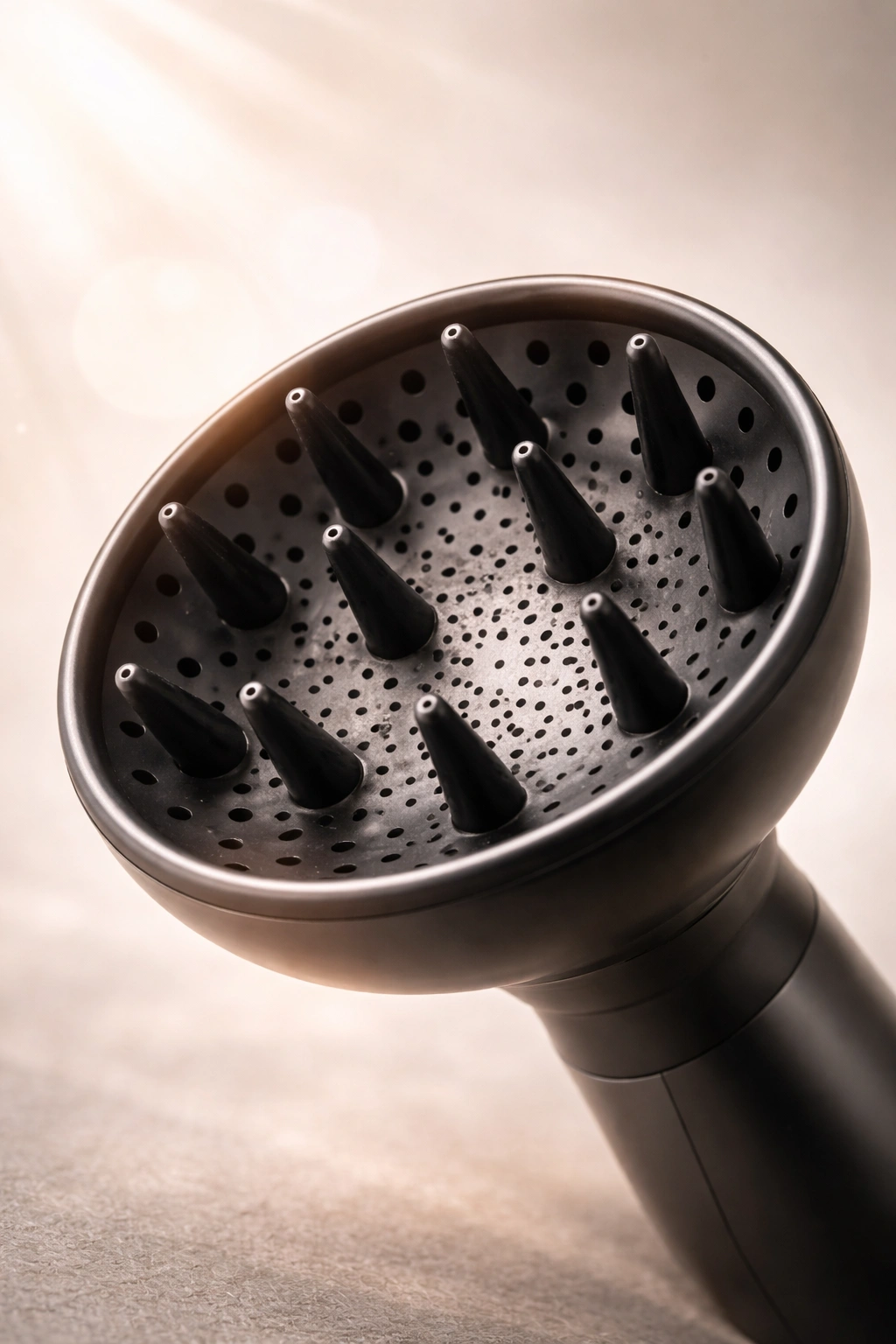 Interior of diffuser showing uniform holes and smooth edge